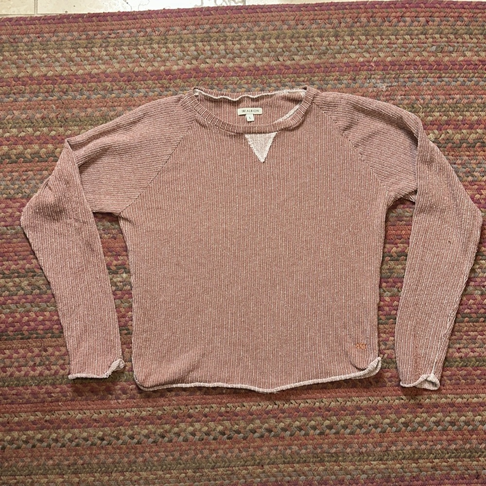 ALBION BURNT ORANGE STRIPED PULLOVER SWEATER